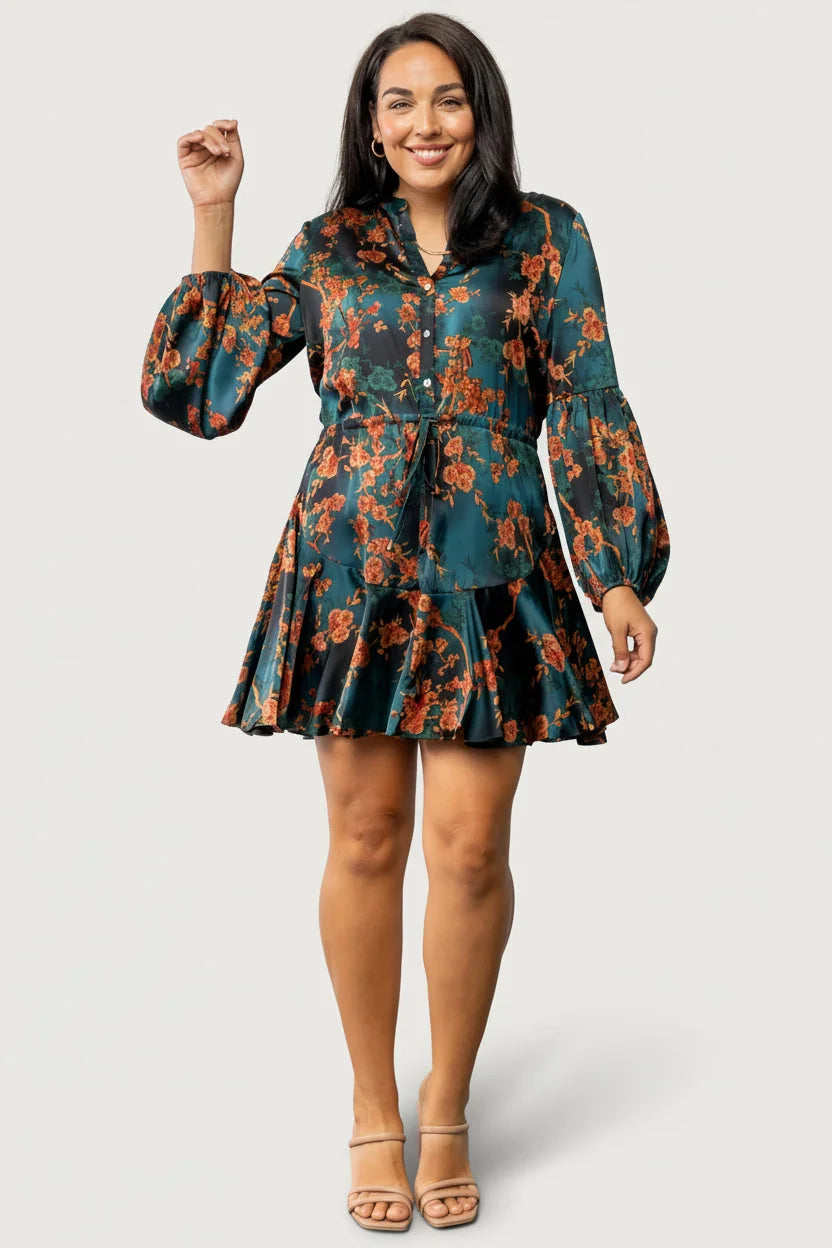 Venice Short Dress | Jade + Copper Floral