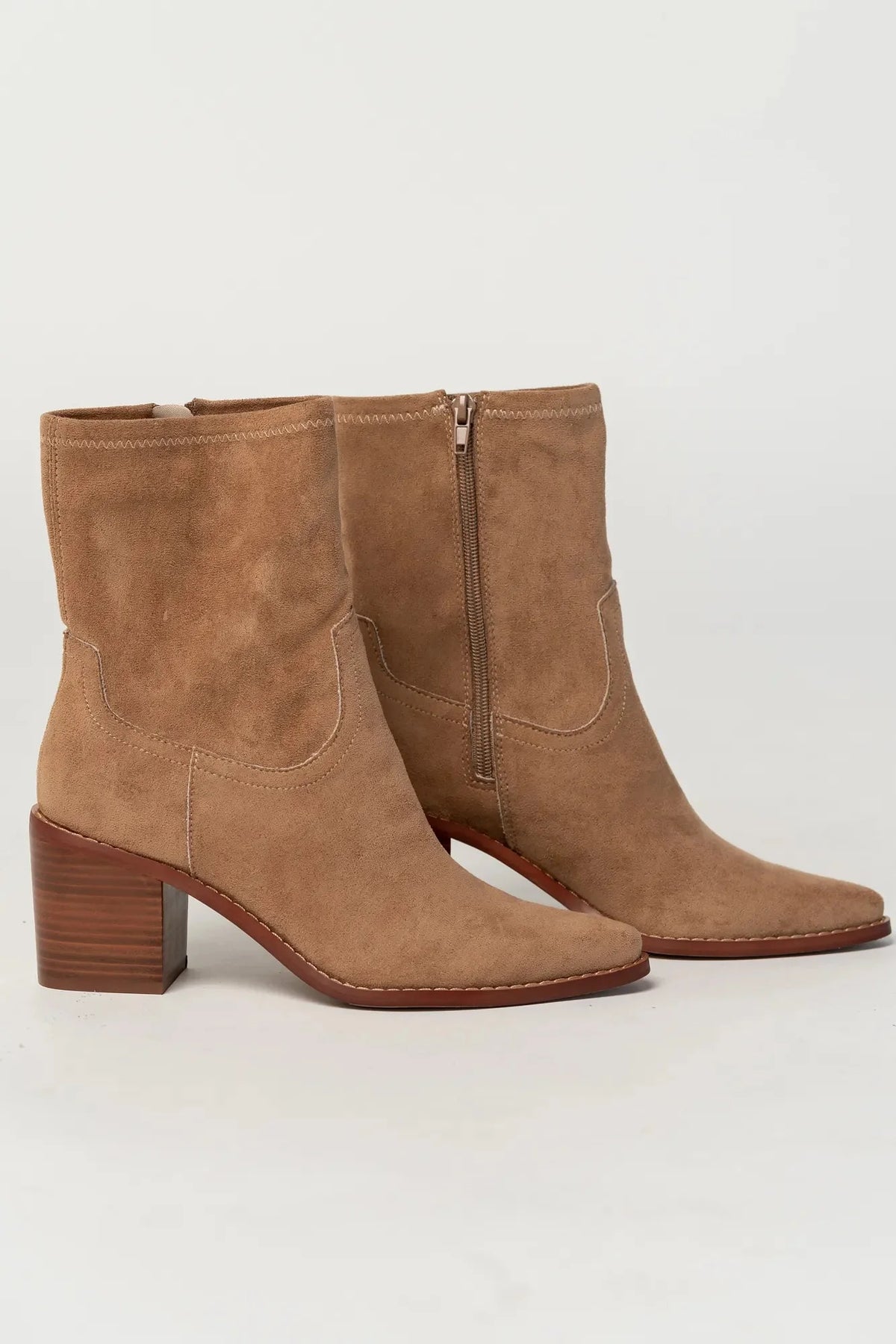 Blake Block Heel Ankle Boot | Sand