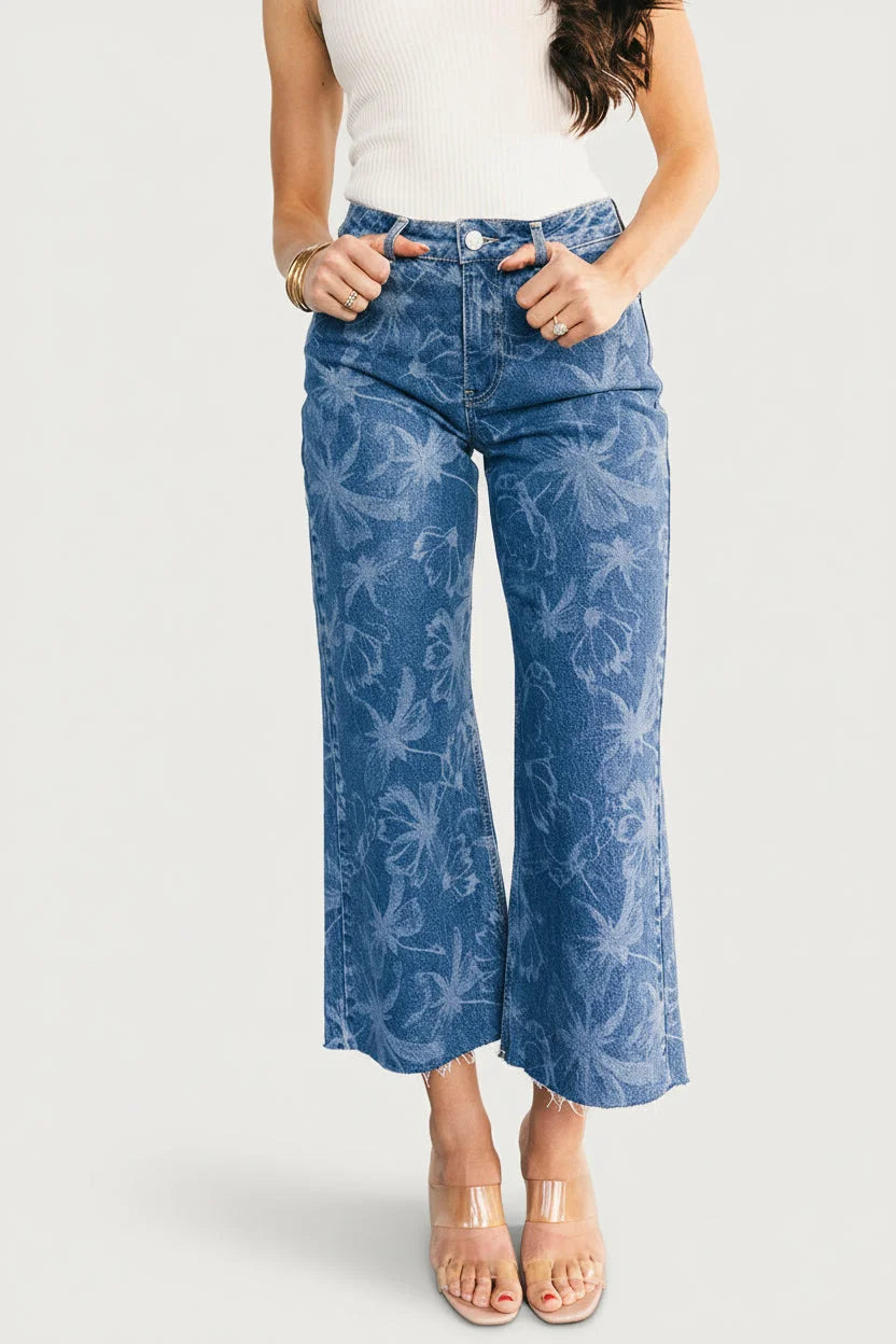 Cádiz Mid Rise Relaxed Jeans | Medium Floral Wash