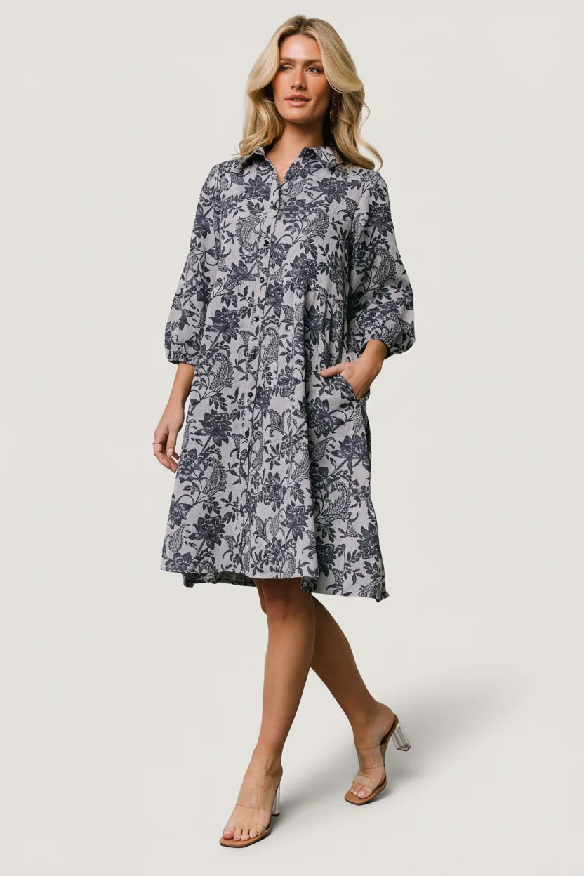 Dakota Babydoll Dress | Navy Print