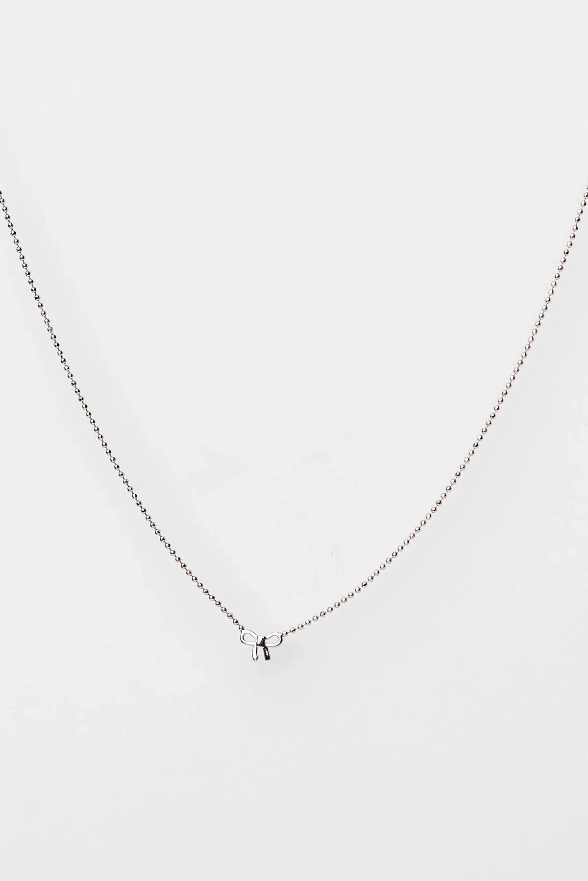 Holly Ribbon Bow Necklace | Silver