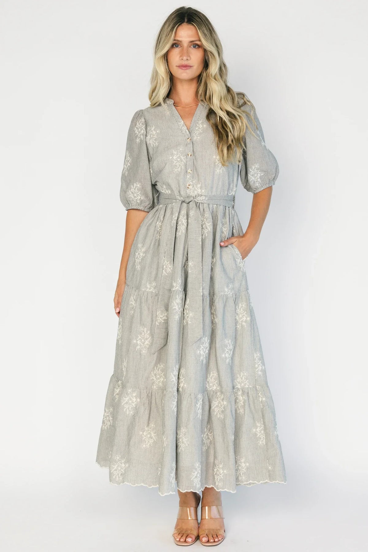 Marguerite Embroidered Dress | Ivory + Black