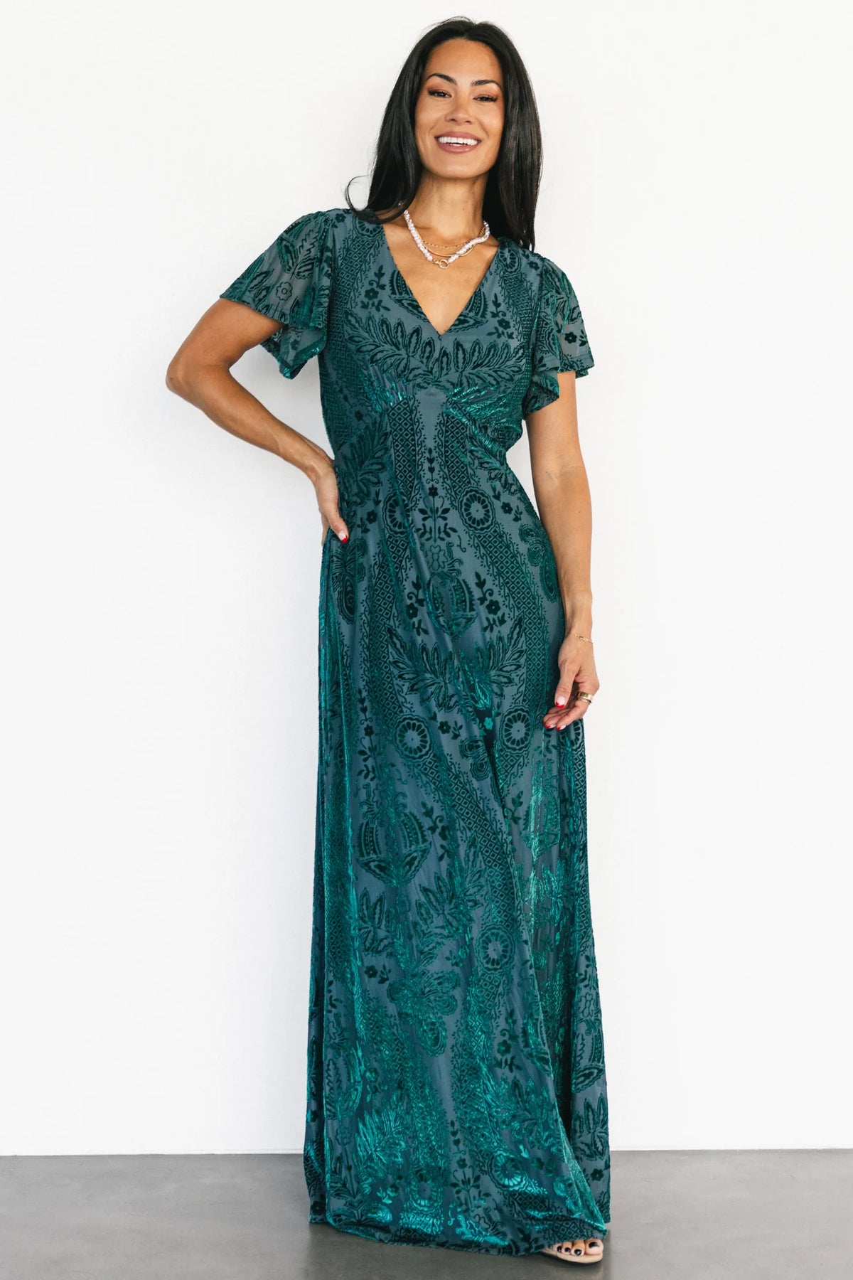 Kimberly Velvet Maxi Dress | Emerald