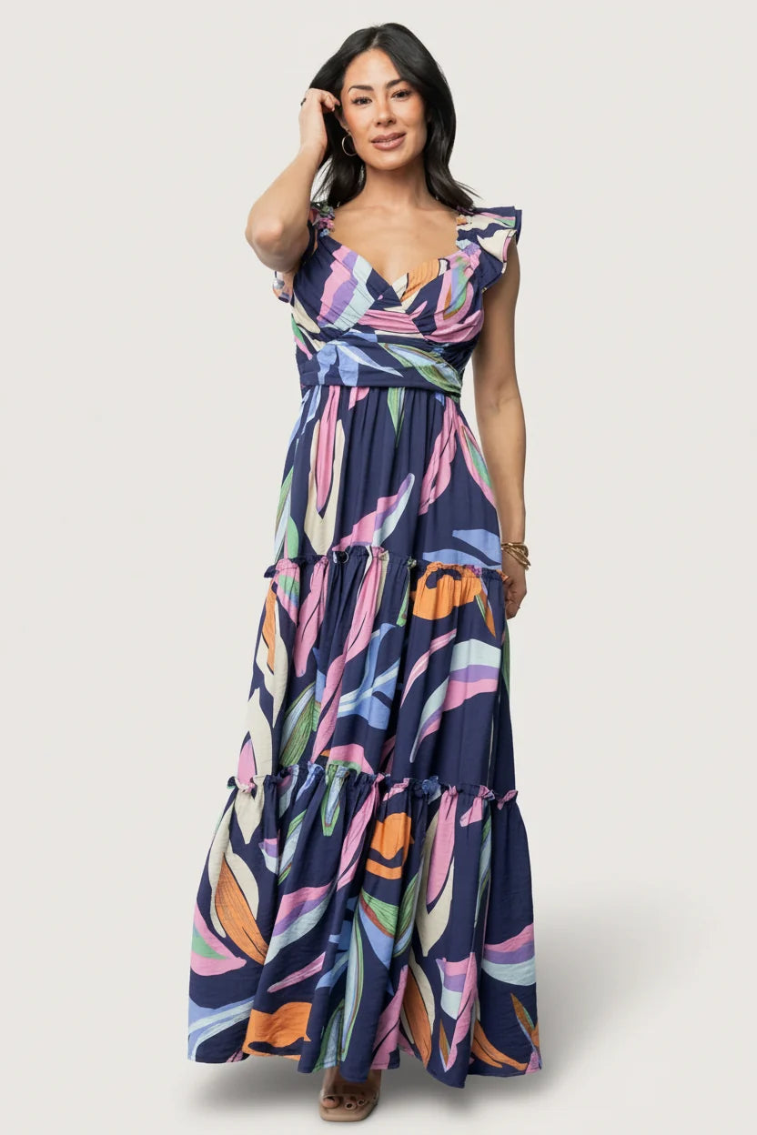 Mercedes Maxi Dress | Tropical Navy Multi