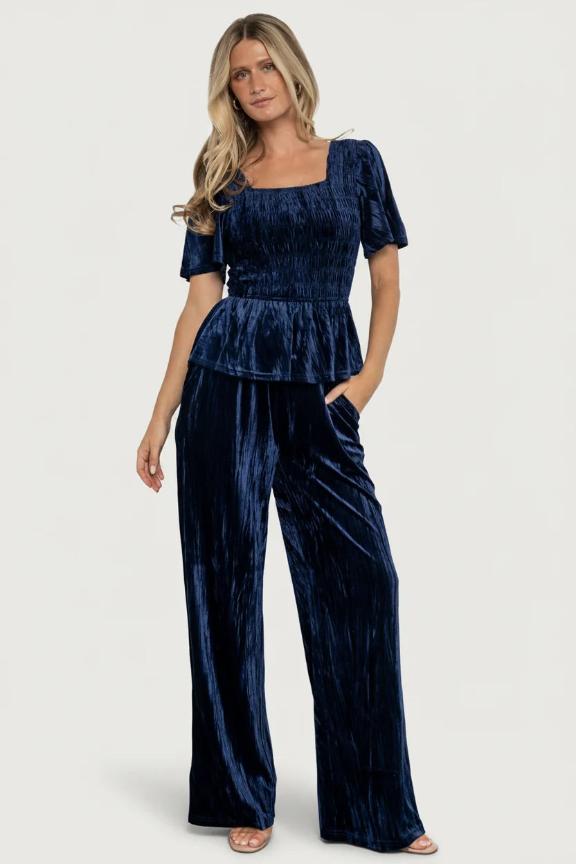 Elin Velvet Set | Navy