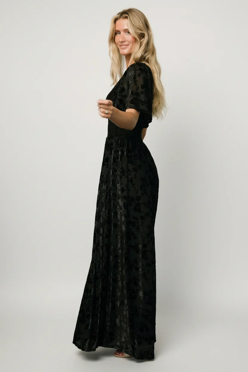 Veronica Velvet Maxi Dress | Black