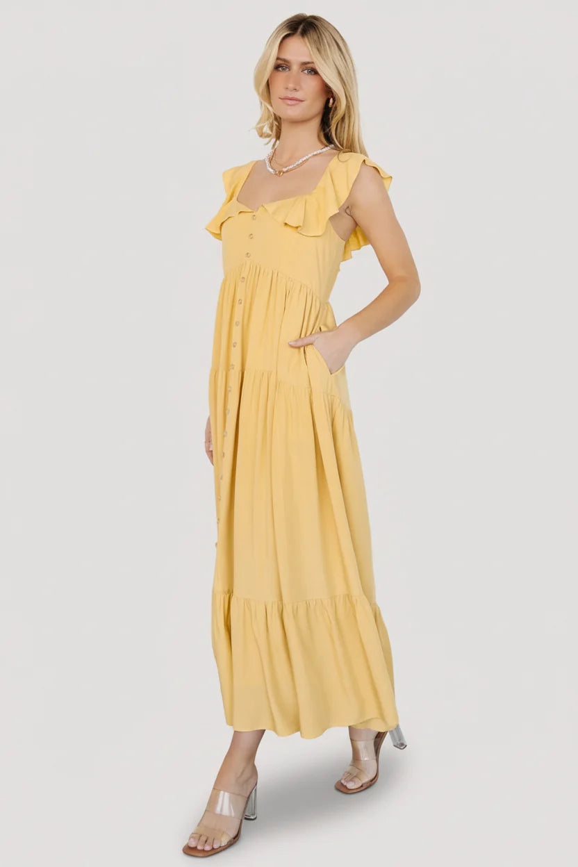 Ellie Ruffle Top Dress | Golden Yellow