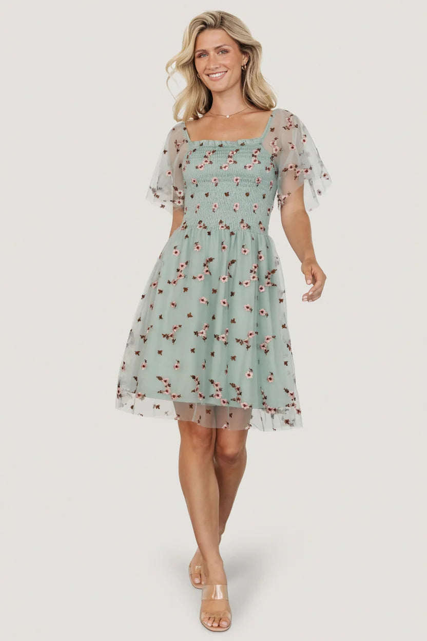 Tivoli Tulle Short Dress | Sage + Pink