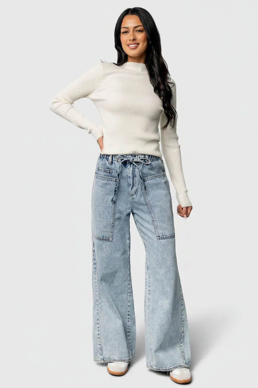 Ilsa Ribbed Sweater Top | Ivory