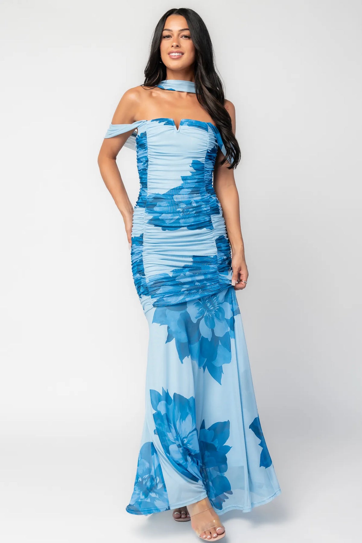 Bellina Off Shoulder Maxi Dress | Blue