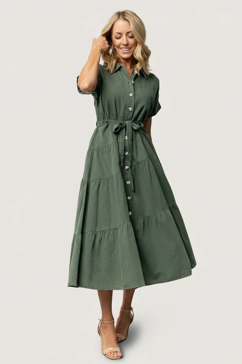 Logan Button Up Dress | Green