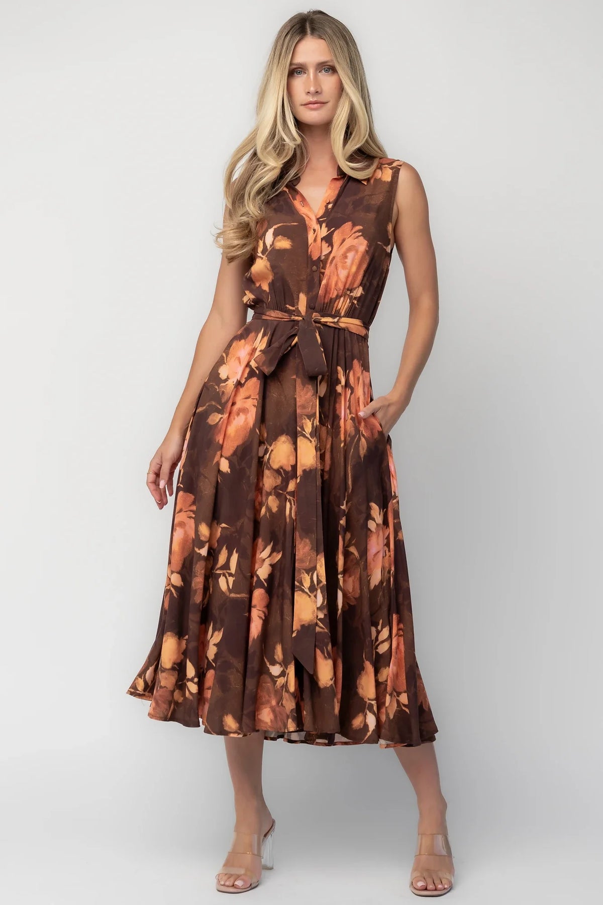 Tess Midi Dress | Brown + Rust