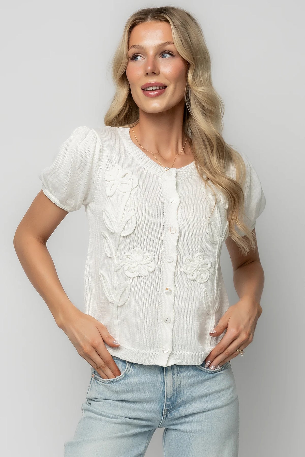 Eulalie Floral Cardigan | Off White